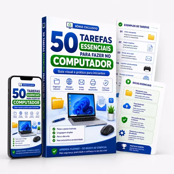 Mockup do bônus 50 Tarefas Essenciais Para Fazer no Computador